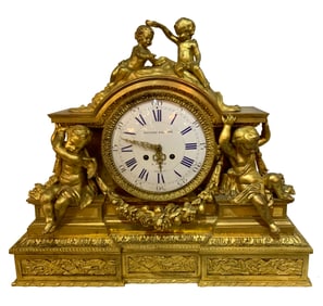 FRENCH GILT BRONZE FIGURAL MANTEL CLOCK BY HENRI PICARD, 19TH CENTURY