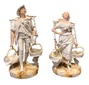 PAIR OF FRENCH WHITE BISQUE PORCELAIN FIGURES, EARLY 20TH CENTURY