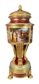 AUSTRIAN ROYAL VIENNA LIDDED EMPIRE STYLE VASE, LATE 19TH CENTURY