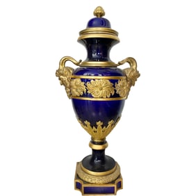 FRENCH SEVRES STYLE COBALT BLUE AND ORMOLU MOUNTED VASE, 19TH CENTURY