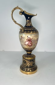 A VERY FINE ROYAL VIENNA EWER SHAPED AND JEWELED VASE, CIRCA 1900