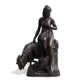 FRENCH BRONZE  "AMALTHEA  AND JUPITER'S GOAT" AFTER PIERRE JULIEN, 19TH CENTURY