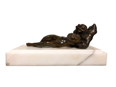 AUSTRIAN BRONZE AND MARBLE SCULPTURE OF CLEOPATRA BY ALFONSO TITZE, CIRCA 1920