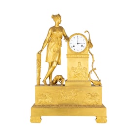FRENCH EMPIRE GILT BRONZE MANTEL CLOCK, EARLY 19TH CENTURY