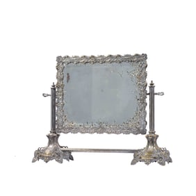 LARGE SILVERED VANITY MIRROR WITH ORIGINAL GLASS, CIRCA 1900