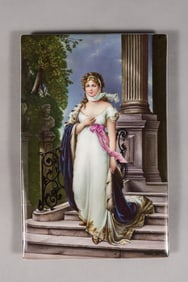 A LARGE ANTIQUE GERMAN PORCELAIN PLAQUE OF QUEEN LOUISE