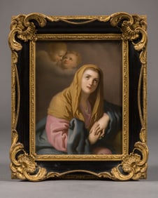 A BERLIN KPM RECTANGULAR PLAQUE OF MADONNA, 19TH CENTURY