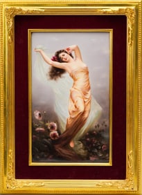 A Very Fine KPM Porcelain Plaque of a Beautiful Floating Lady, Signed by Knys