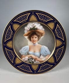 AUSTRIAN ROYAL VIENNA STYLE PORCELAIN PLATE TITLED 'AMMUTH'