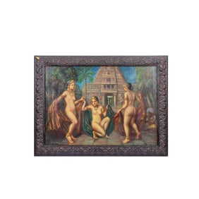 GERMAN ARTHUR JOHANNES SIEBNER  (1875-1948) OIL ON CANVAS THREE NUDES IN A LANDSCAPE