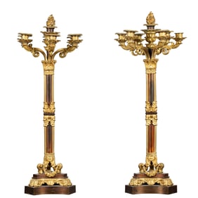 A PAIR OF LOUIS-PHILIPPE ORMOLU-MOUNTED BRONZE SEVEN-LIGHT CANDELABRA, MID-19TH CENTURY
