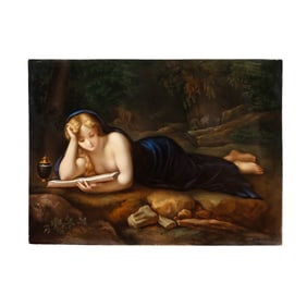 A LARGE RECTANGULAR MEISSEN PORCELAIN PLAQUE, 19TH CENTURY