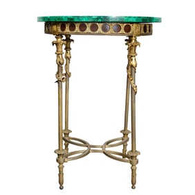 A GILT BRONZE AND MALACHITE TOP GUERIDON, 20TH CENTURY