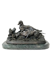PIERRE- JULES MENE FRENCH PATINATED BRONZE "PARTRIDGE HUNT", LATE 19TH CENTURY