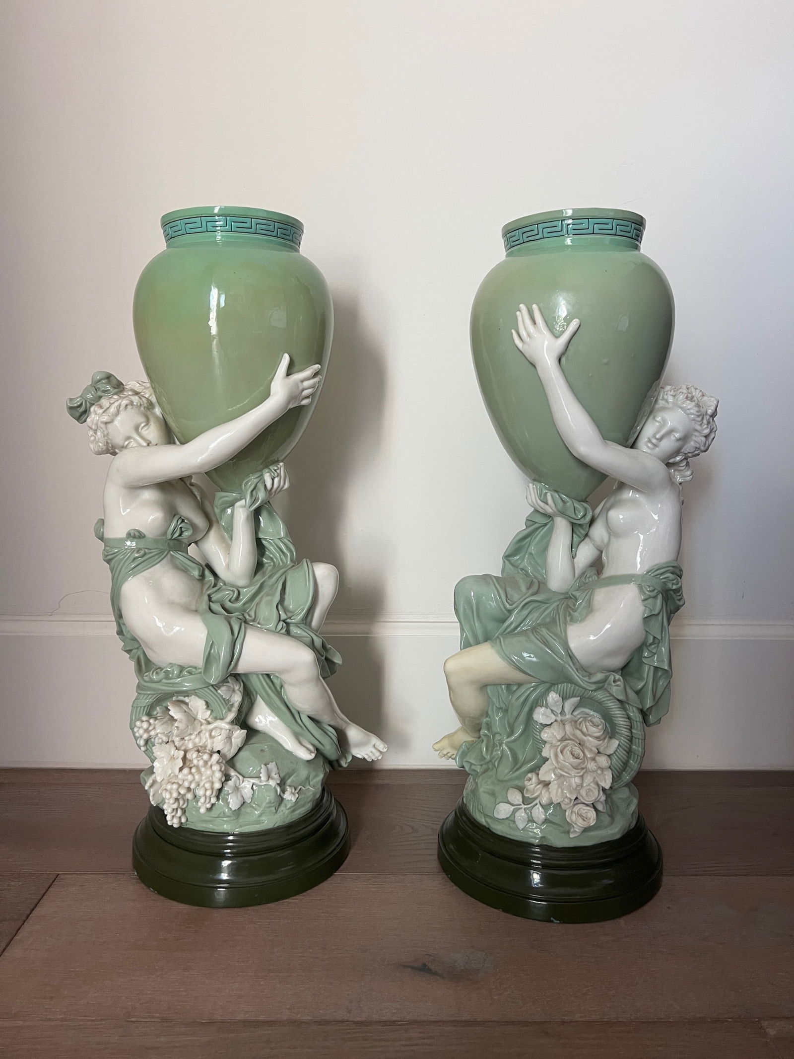 A Pair of Large Porcelain Figural Vases by A. Carrier, Late 19th Century (1 of 10)