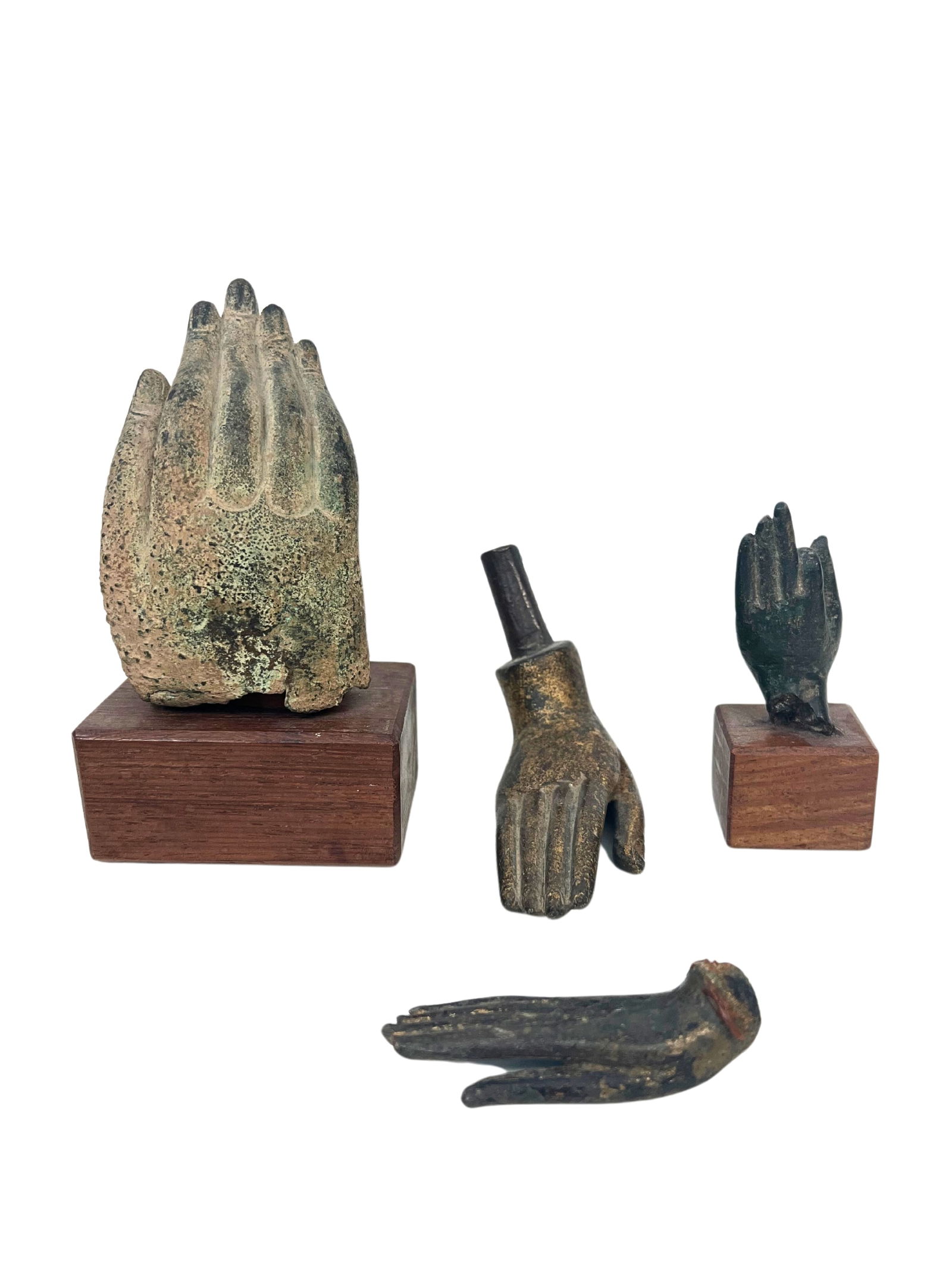 Four Antique Bronze Buddha Hand Fragments, 17th century and later (1 of 7)