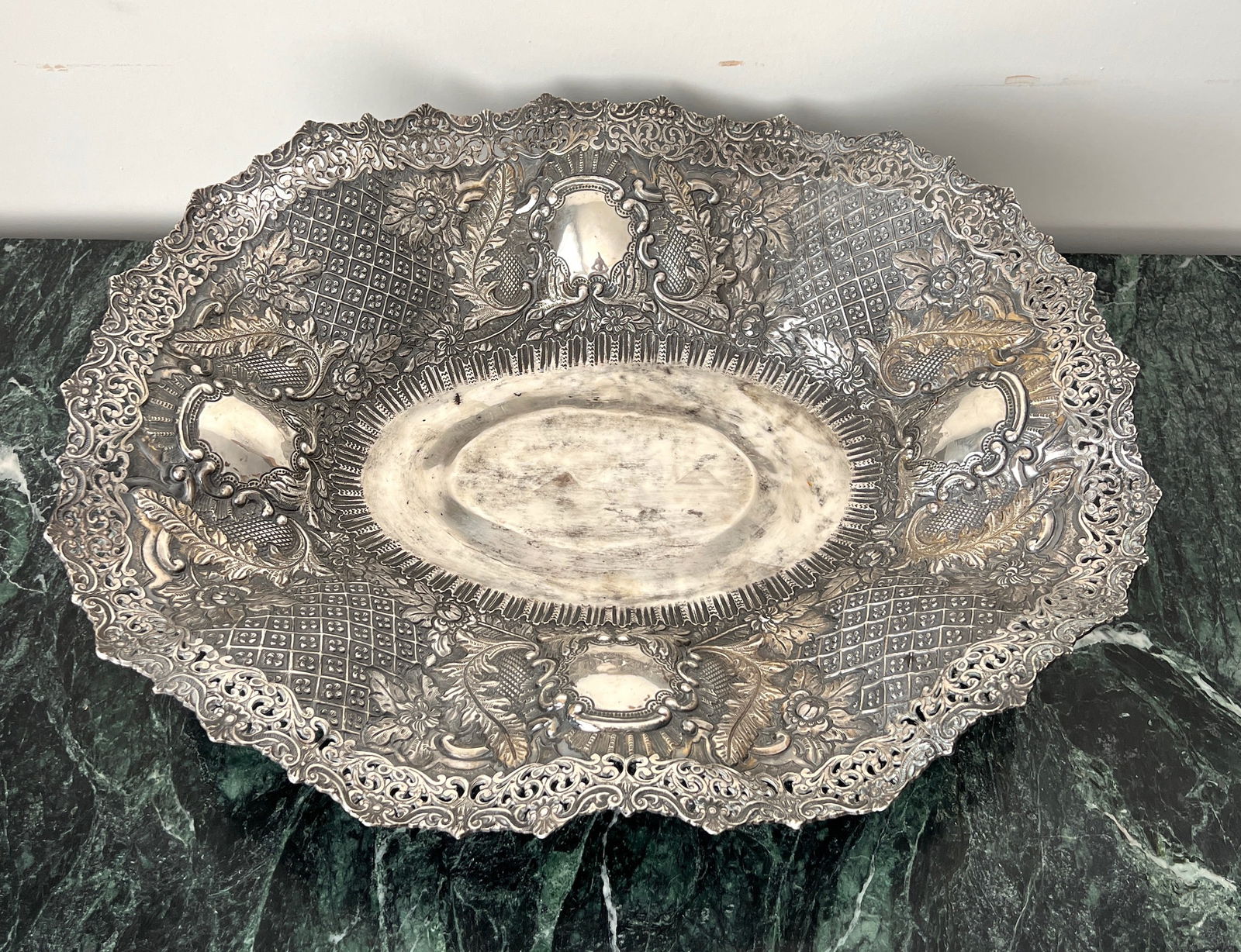 A large Continental 900 standard silver fruit bowl by Masis, early 20th century (1 of 10)