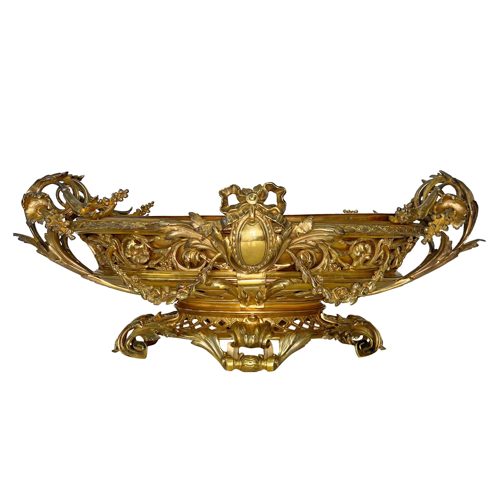 A LARGE FRENCH GILT BRONZE LOUIS XV STYLE JARDINIERE, LATE 19TH CENTURY (1 of 7)