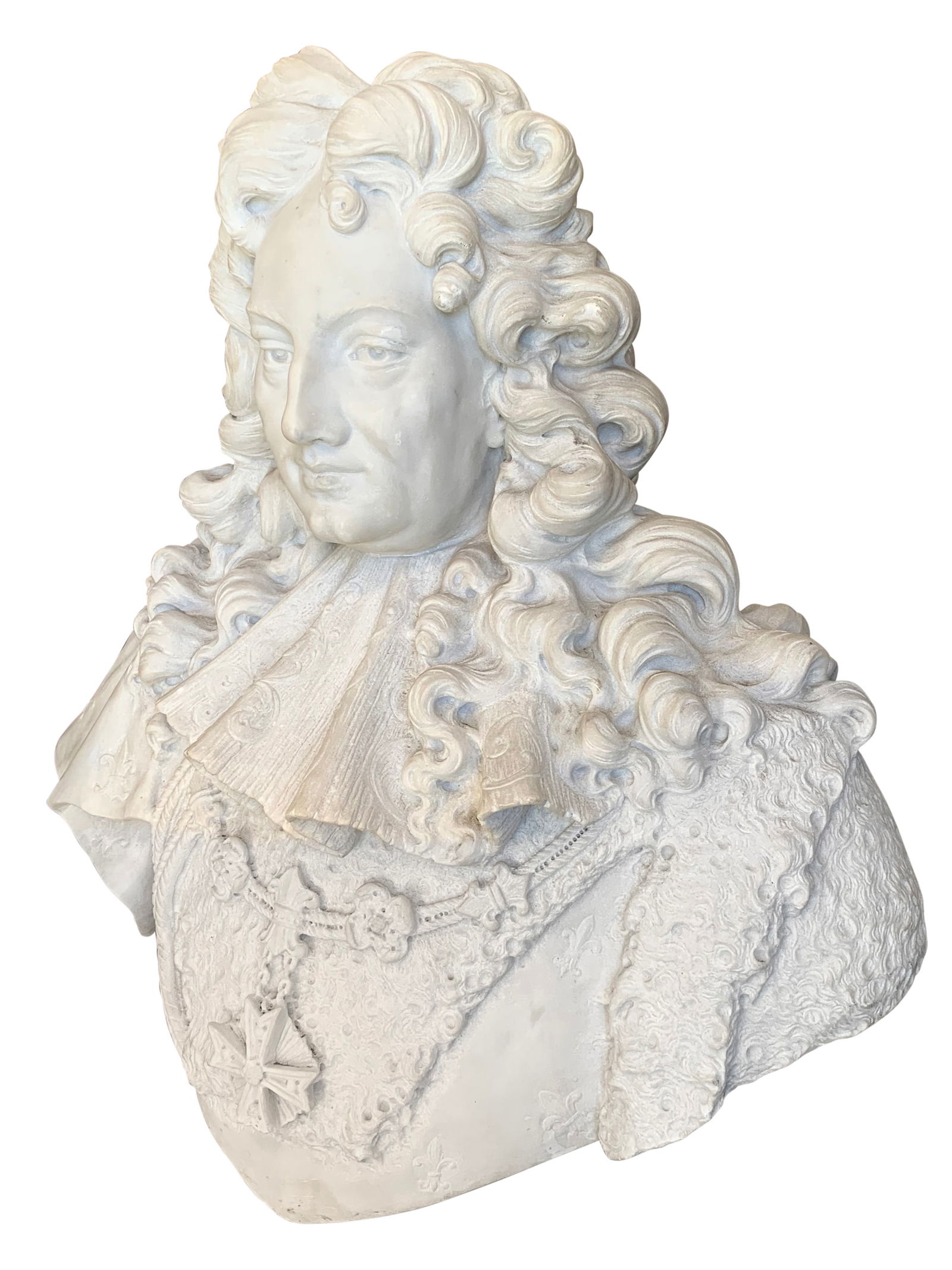 A LARGE ANTIQUE CARVED MARBLE BUST OF PHILIP V OF SPAIN, FRANCE, 19TH CENTURY (1 of 7)