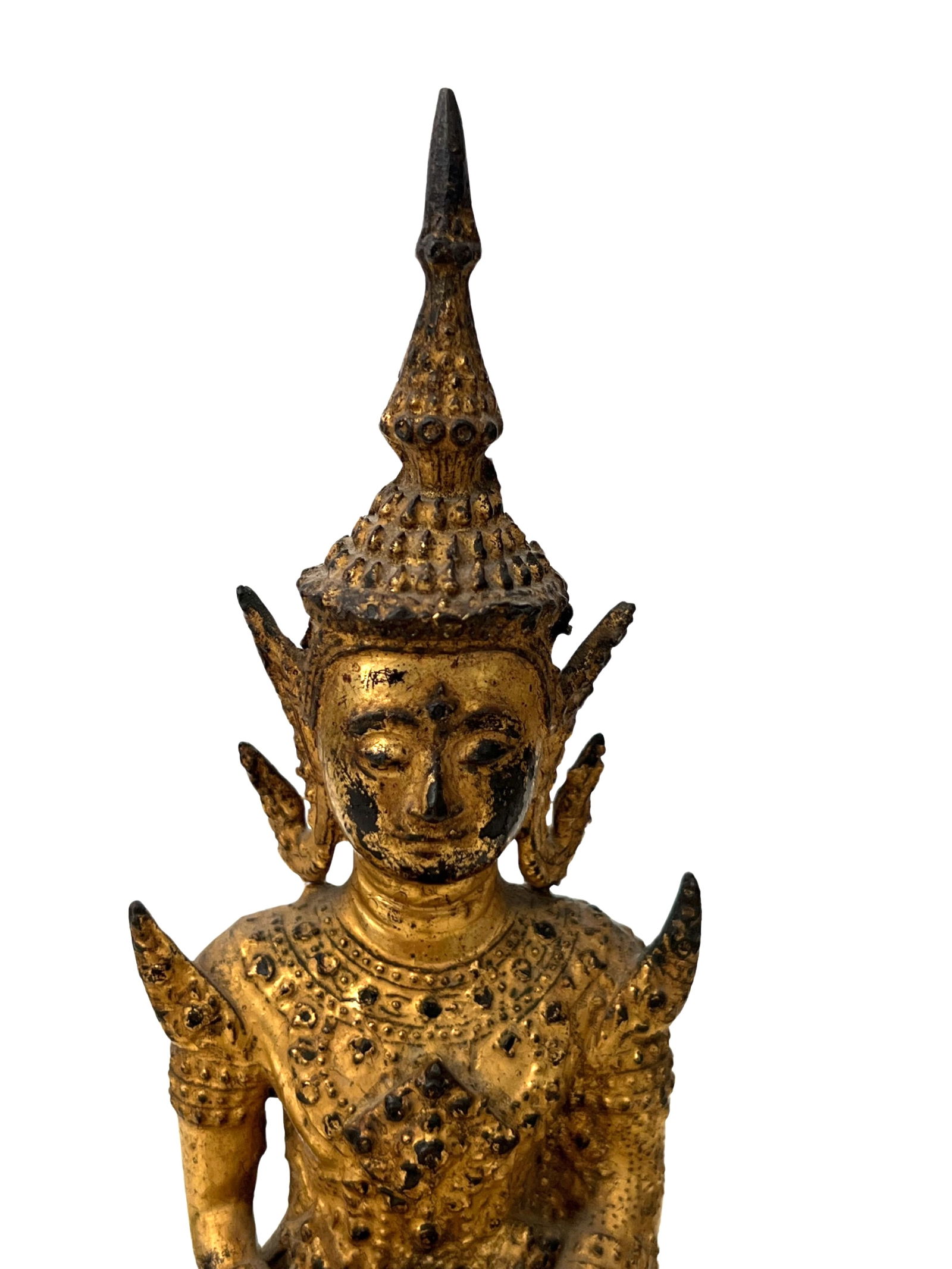 THAI GILT BRONZE SEATED BUDDHA: THAI GILT BRONZE SEATED BUDDHA MARVIJAYA, HEIGHT 7 7/8"