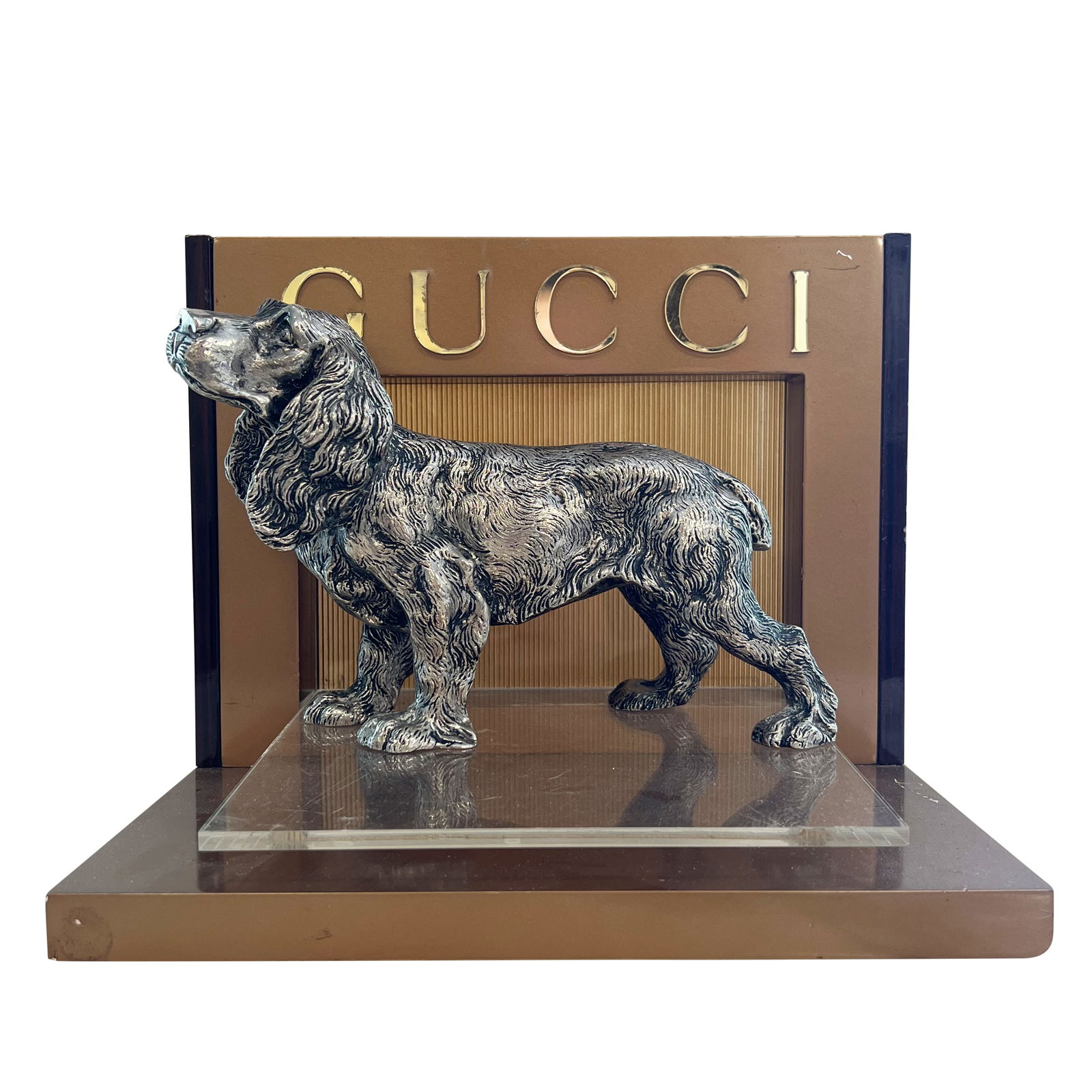A VINTAGE SILVERED 'GUCCI' DOG, FULLY HALLMARKED (1 of 10)