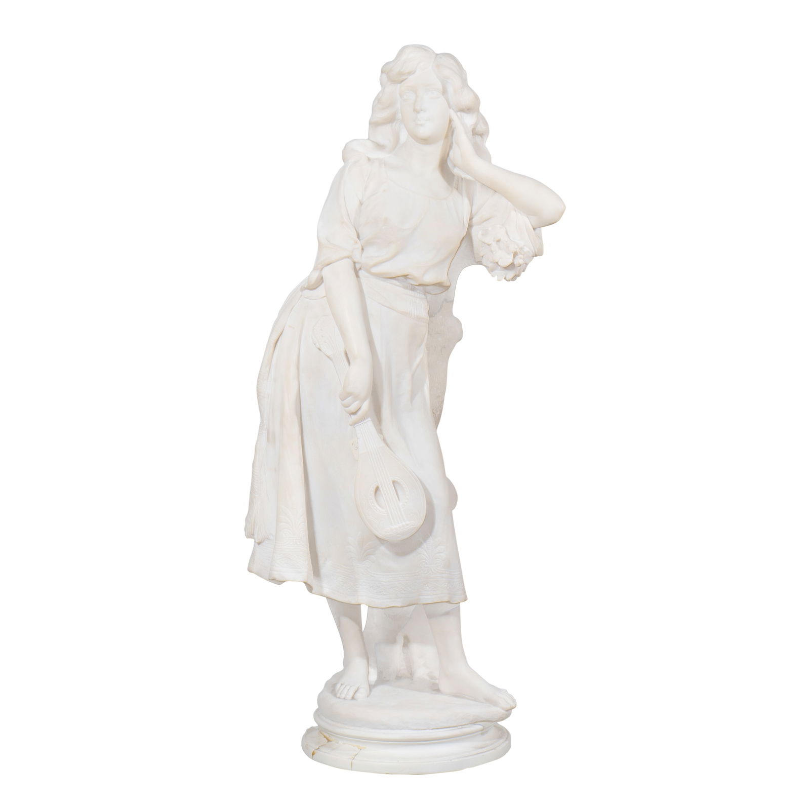 A LARGE ITALIAN MARBLE SCULPTURE OF A MAIDEN, 19TH CENTURY (1 of 10)