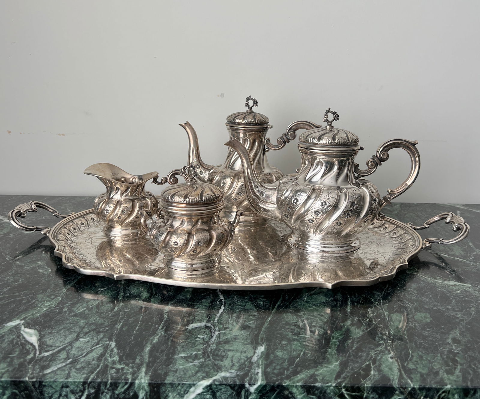 Italian 800 Silver 5 Piece Tea Set, Milan Argenteria Etruria Circa 1950 (1 of 11)