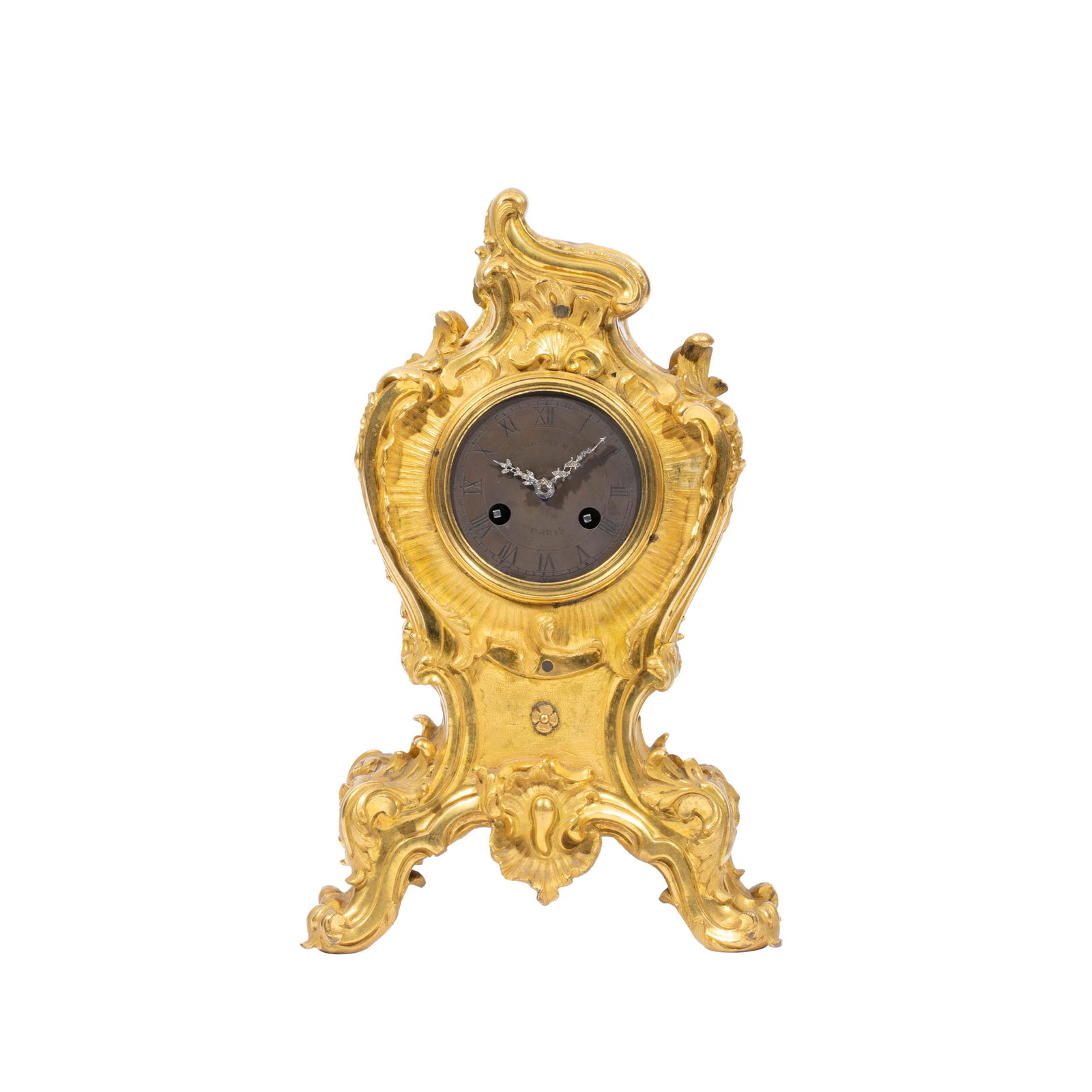 FRENCH LOUIS XV ORMOLU BRONZE CLOCK BY ETIENNE LE NOIR A PARIS, 18TH CENTURY (1 of 9)
