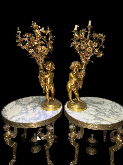 A MONUMENTAL PAIR OF FRENCH ORMOLU AND PATINATED-BRONZE SEVEN-LIGHT CANDELABRA, LATE QUARTER 19TH (1 of 10)