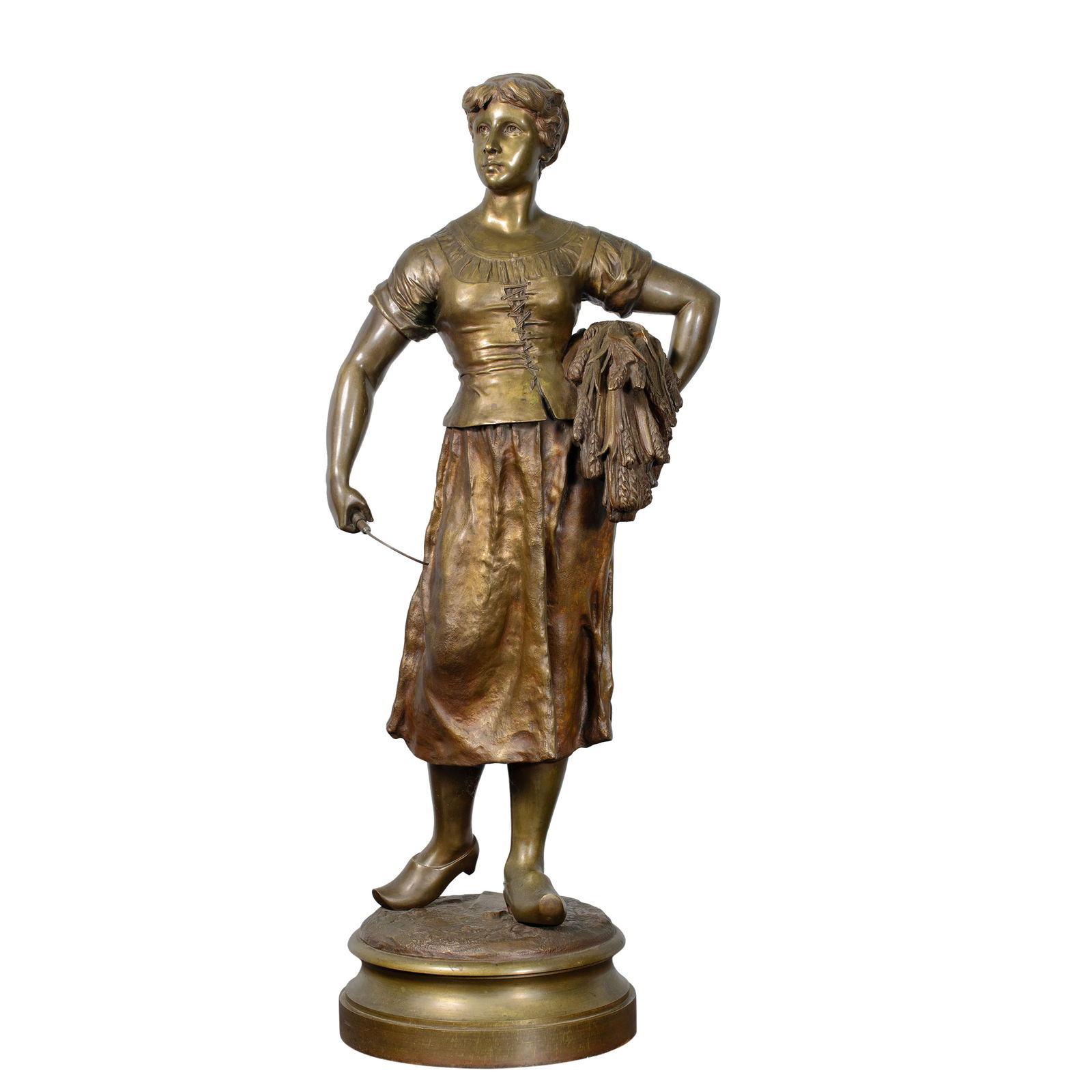 LARGE 19TH CENTURY GILT BRONZE SCULPTURE OF 'RUTH' BY EMILE HENRY LOUPORTE (1 of 7)