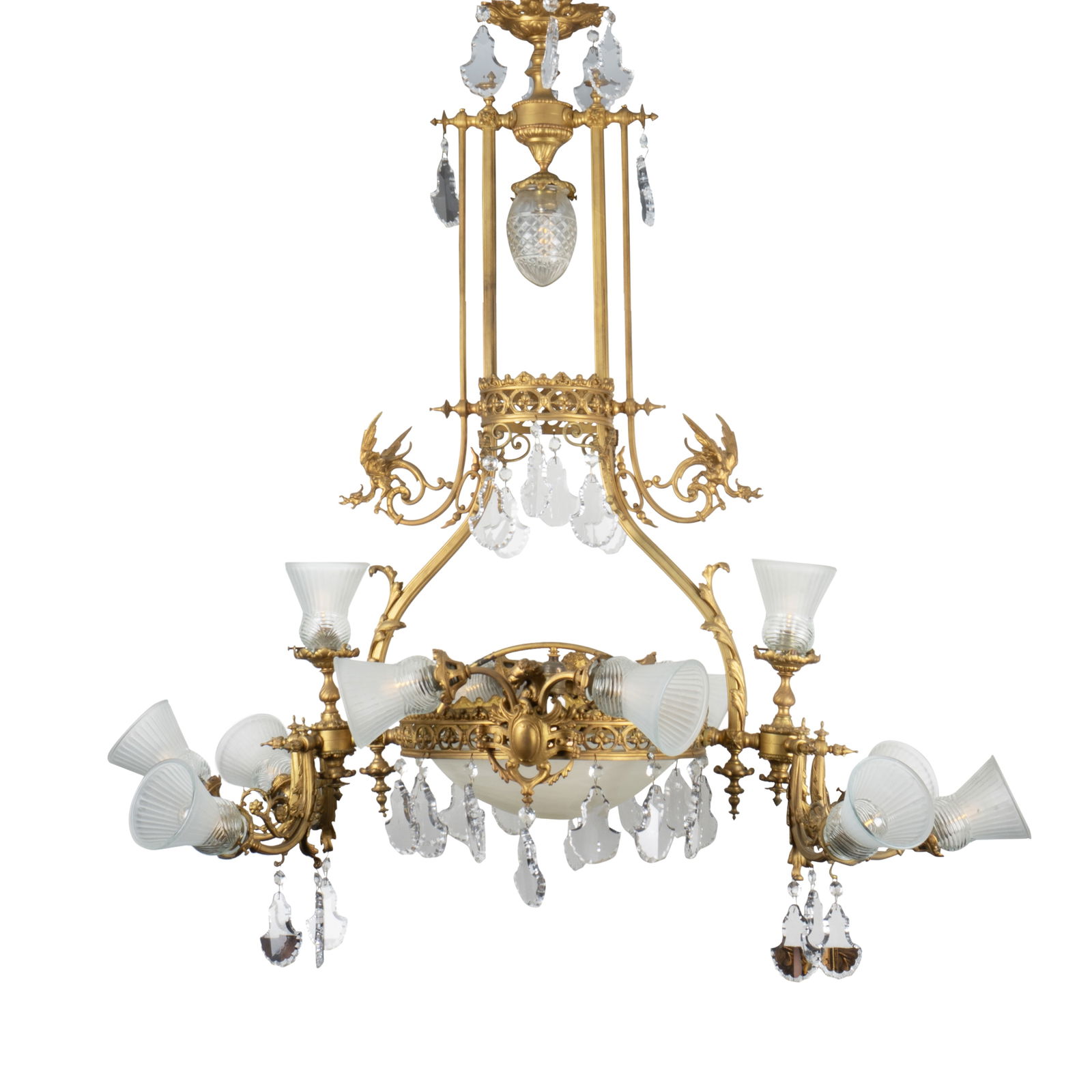 A LARGE FRENCH LOUIS XV SYTLE GILT BRONZE THIRTEEN LIGHT CHANDELIER, LATE 19TH CENTURY (1 of 6)