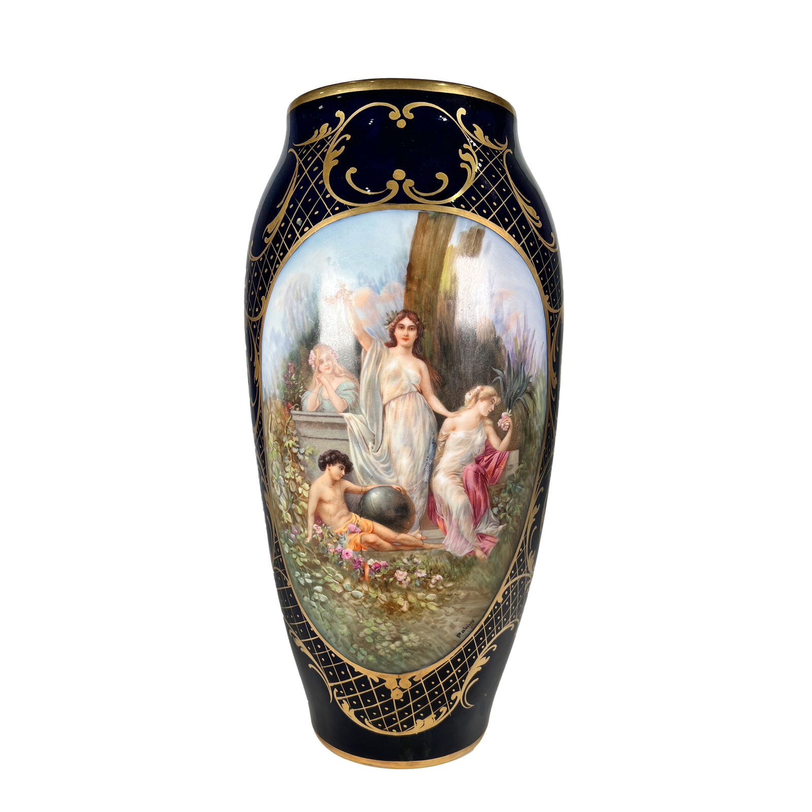 A LARGE ROYAL VIENNA STYLE PORCELAIN VASE, CIRCA 1900 (1 of 4)