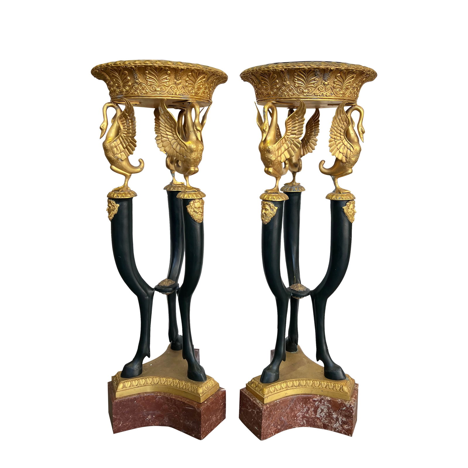 Pair of Large Figural Empire Style Gilt & Patinated Bronze Jardini??res, Planters on Stands (1 of 7)