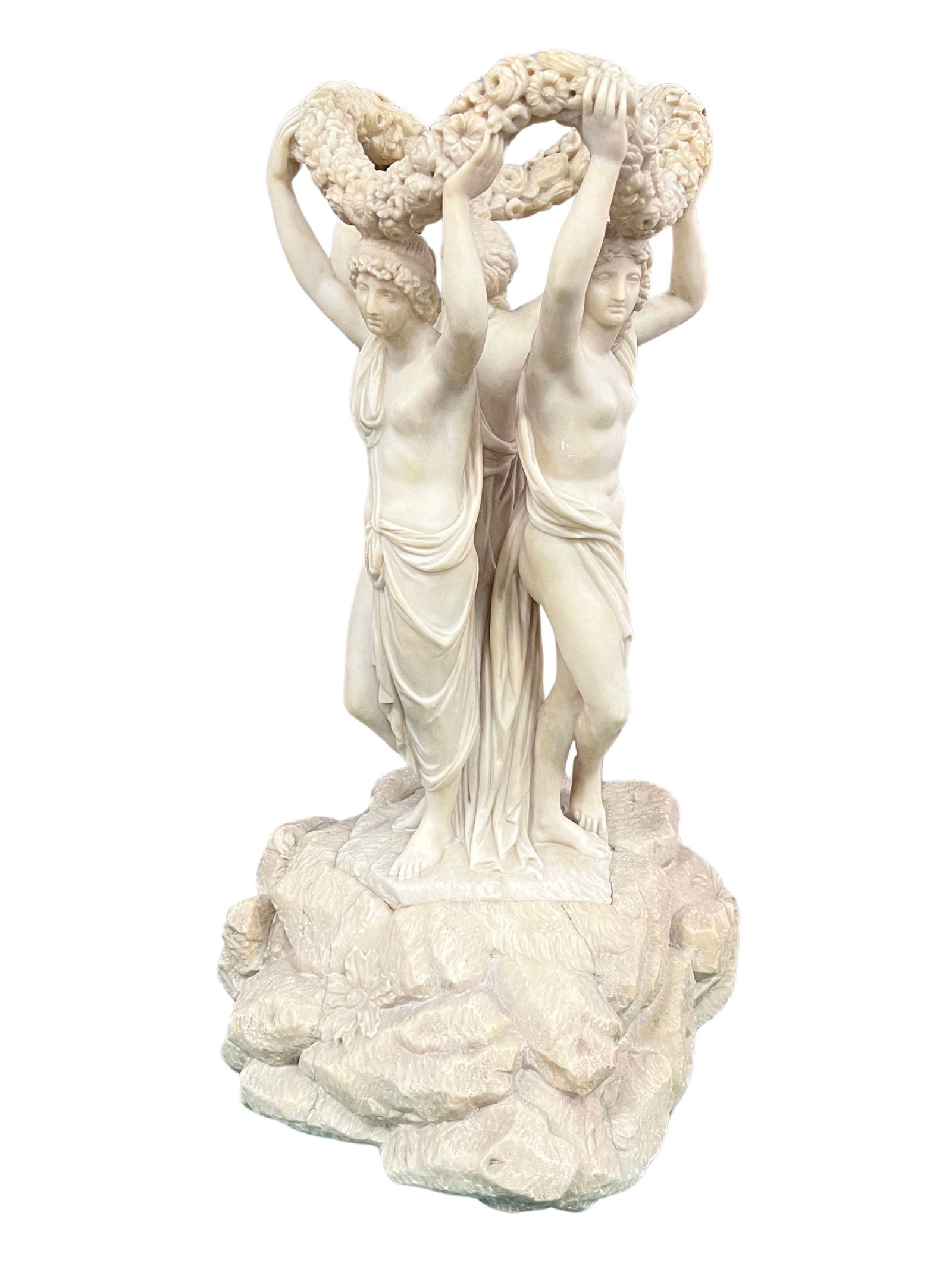 AN ITALIAN ALABASTER GROUP OF THE THREE GRACES, EARLY 20TH CENTURY (1 of 6)