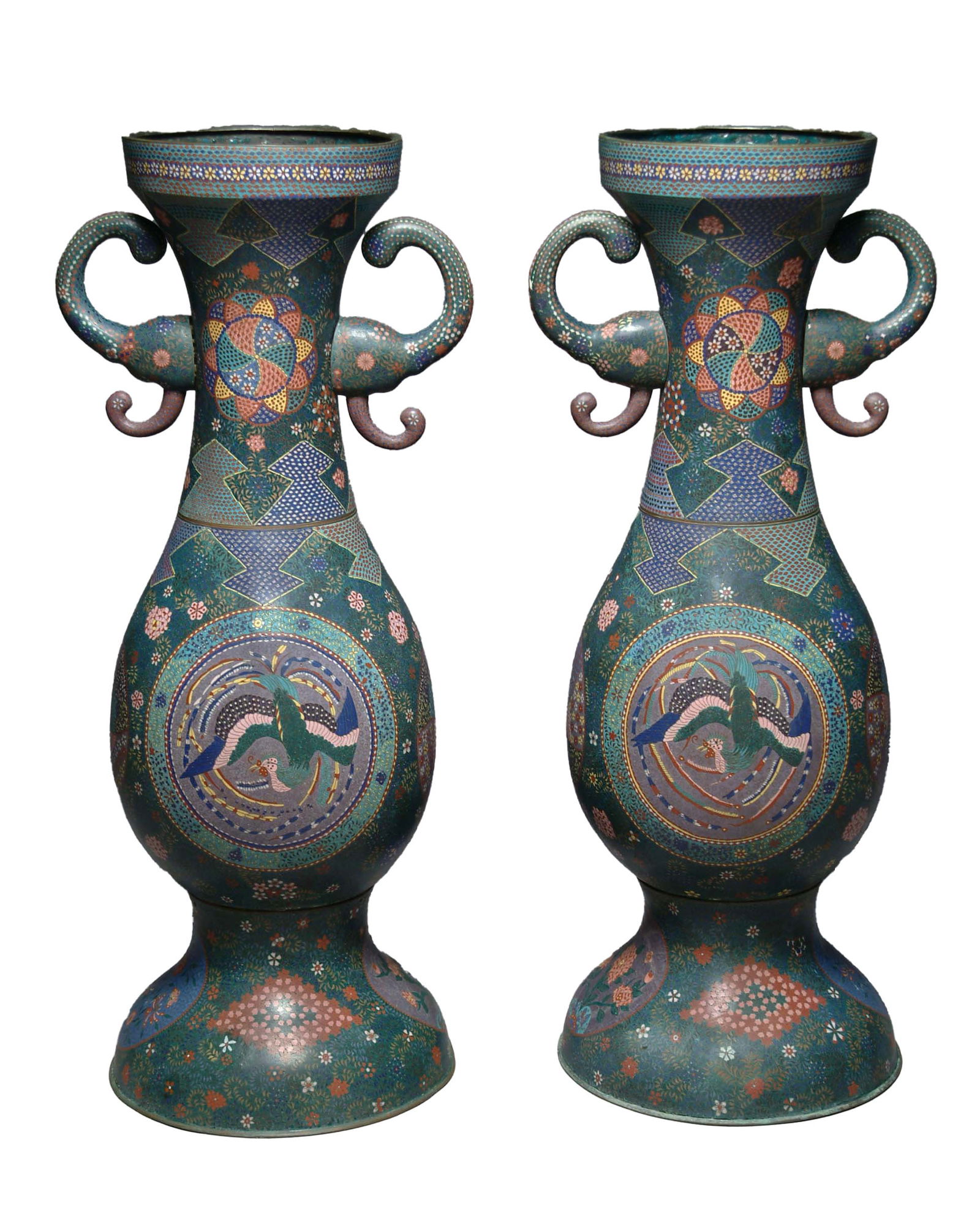 PAIR OF JAPANESE CLOISONNIE ENAMEL VASES BY KAJI TSUNEKICHI, MID- 19TH CENTURY (1 of 2)