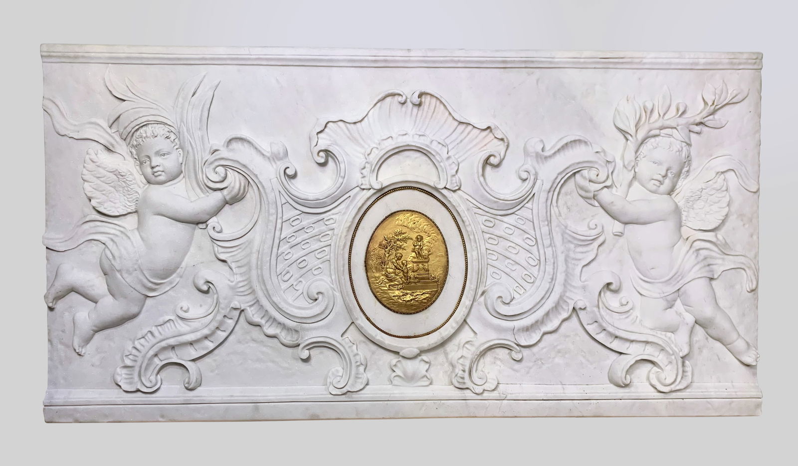 LARGE FRENCH NEOCLASSICAL CARVED WHITE MARBLE RELIEF, 19TH CENTURY (1 of 3)