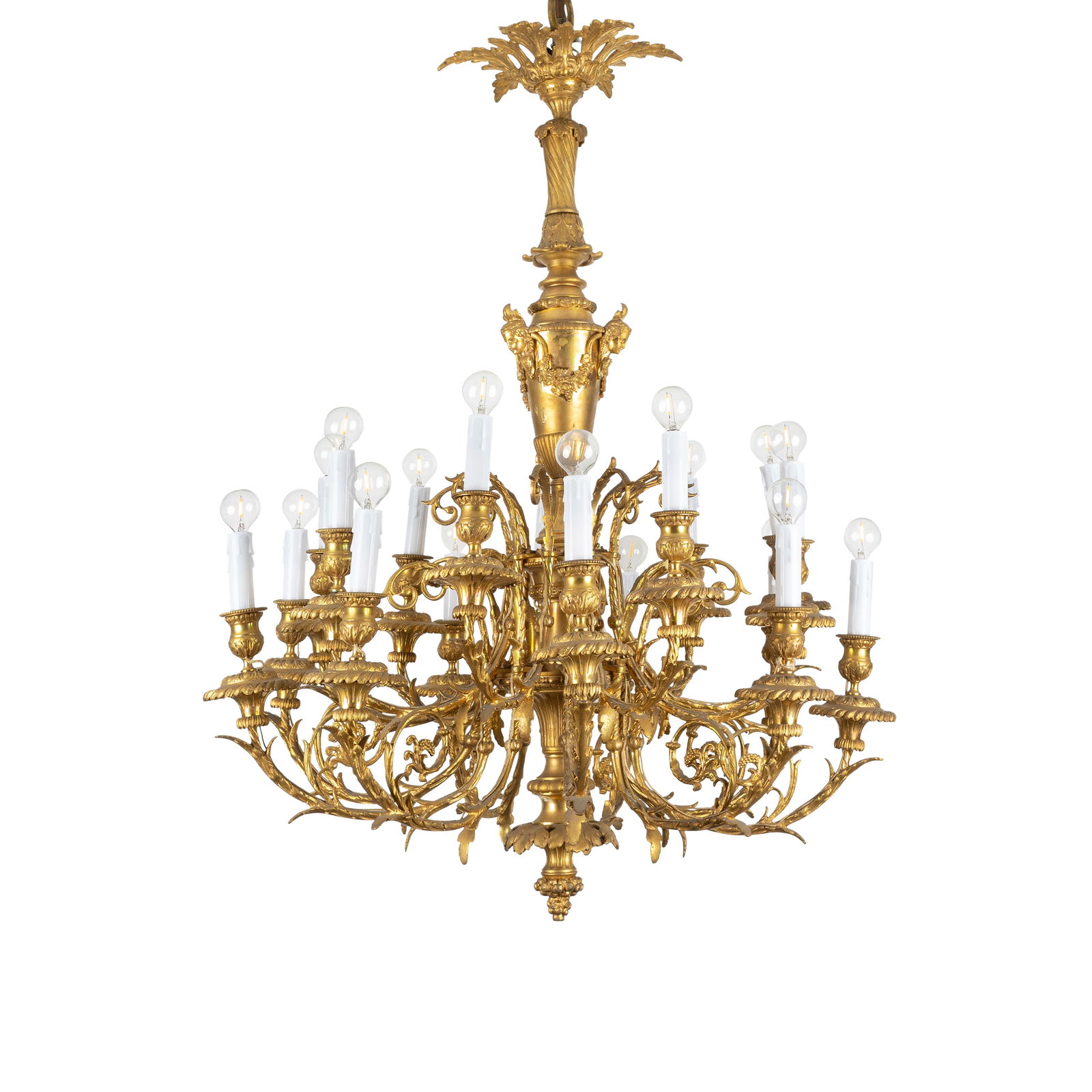 A FRENCH LOUIS XV STYLE GILT BRONZE TWENTY ONE LIGHT CHANDELIER, LATE 19TH CENTURY (1 of 7)