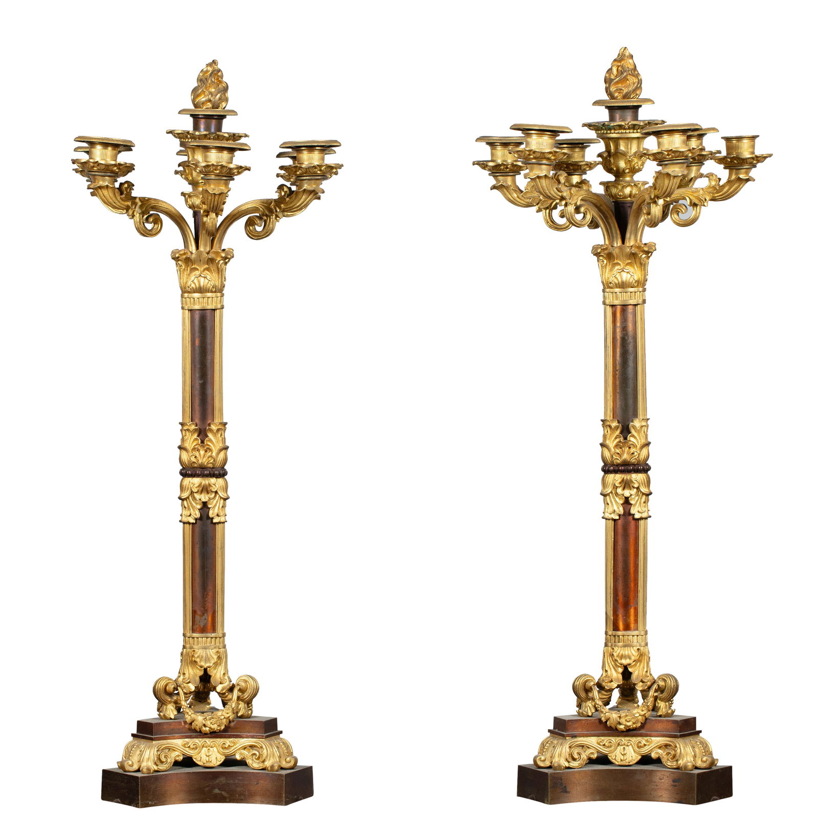 A PAIR OF LOUIS-PHILIPPE ORMOLU-MOUNTED BRONZE SEVEN-LIGHT CANDELABRA, MID-19TH CENTURY (1 of 6)