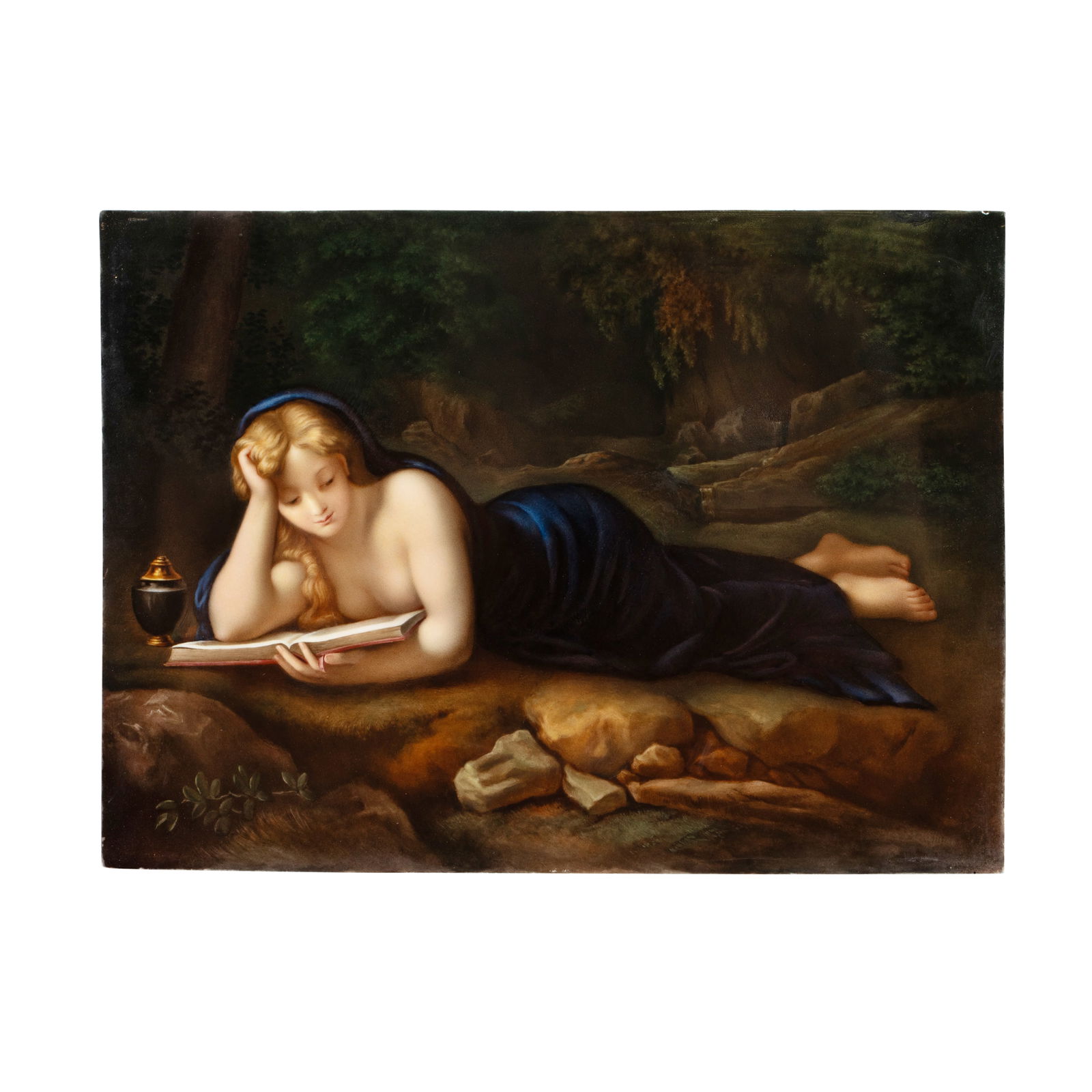 A LARGE RECTANGULAR MEISSEN PORCELAIN PLAQUE, 19TH CENTURY: A LARGE RECTANGULAR MEISSEN PORCELAIN PLAQUE, 19TH CENTURY, Dimensions of Plaque: 13.5" x 10" (34 cm x 25 cm)