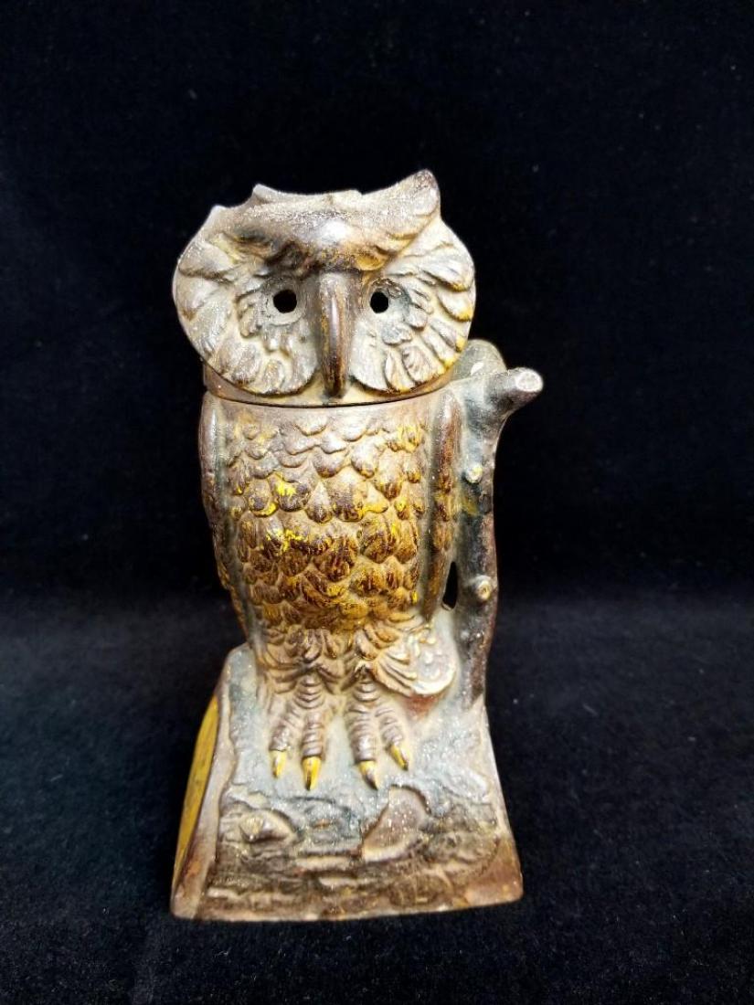 J & E Stevens Owl Mechanical Bank (1 of 8)