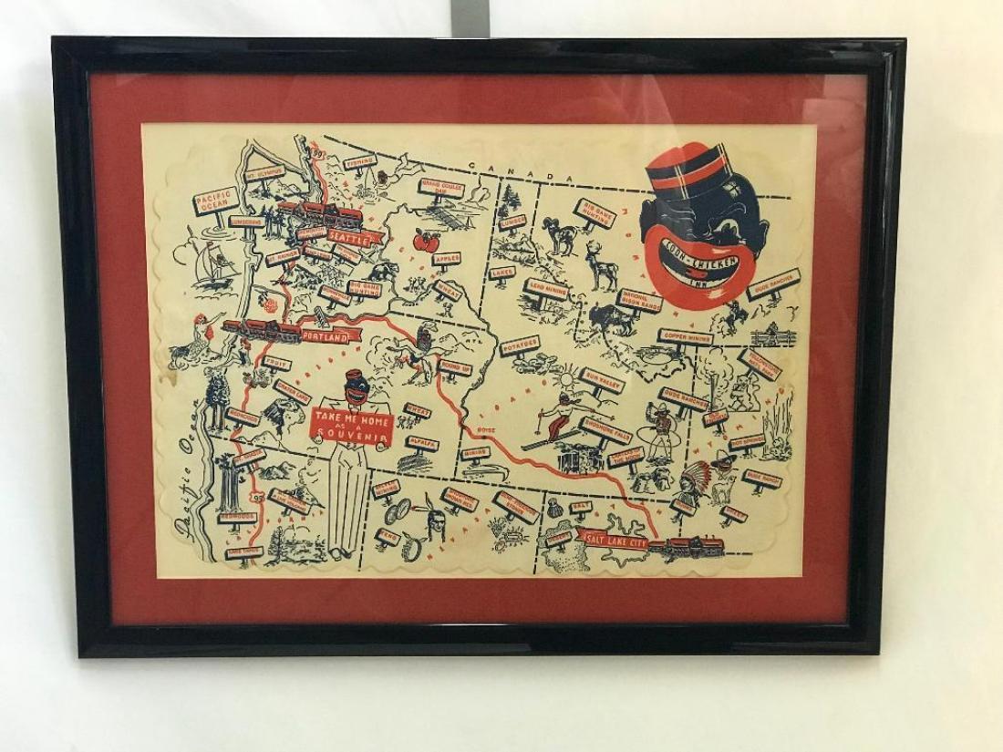 Framed Coon Chicken Inn Placemat: Framed Coon Chicken Inn Placemat, 14 3/4" x 19 1/2" in frame