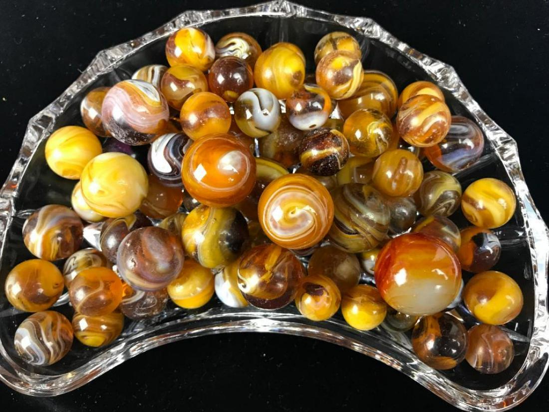 A Collection of Butterscotch Slag Marbles (1 of 4)