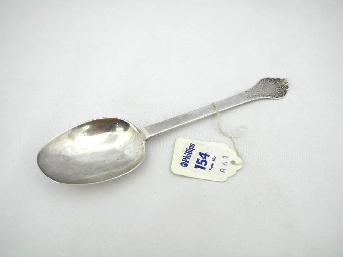 Charles II Silver Lace Back Trefid Spoon, London, 1679 (1 of 9)