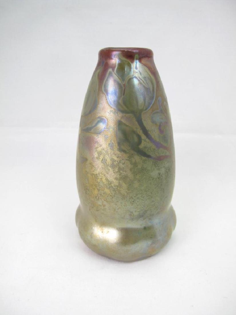 Weller Sicard Metallic Iridescent Luster Vase w/ Flower (1 of 4)