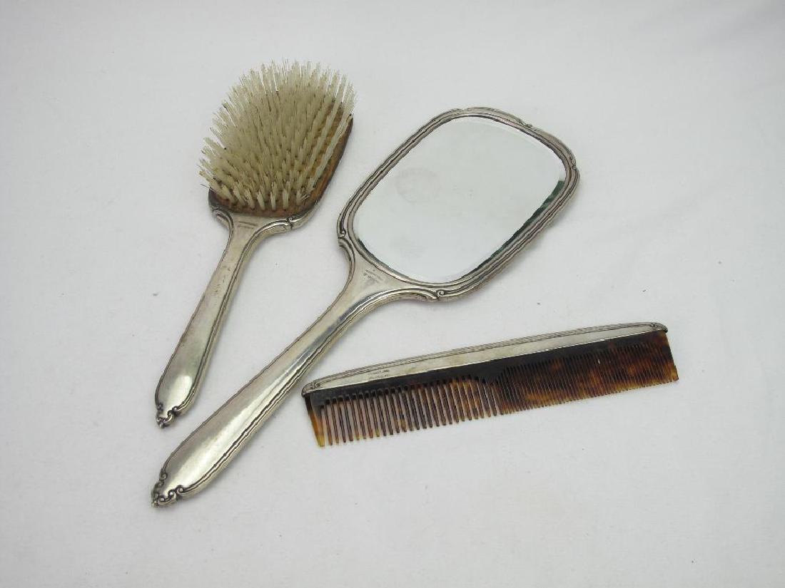 Three Piece Sterling Mounted Dresser Set (1 of 3)