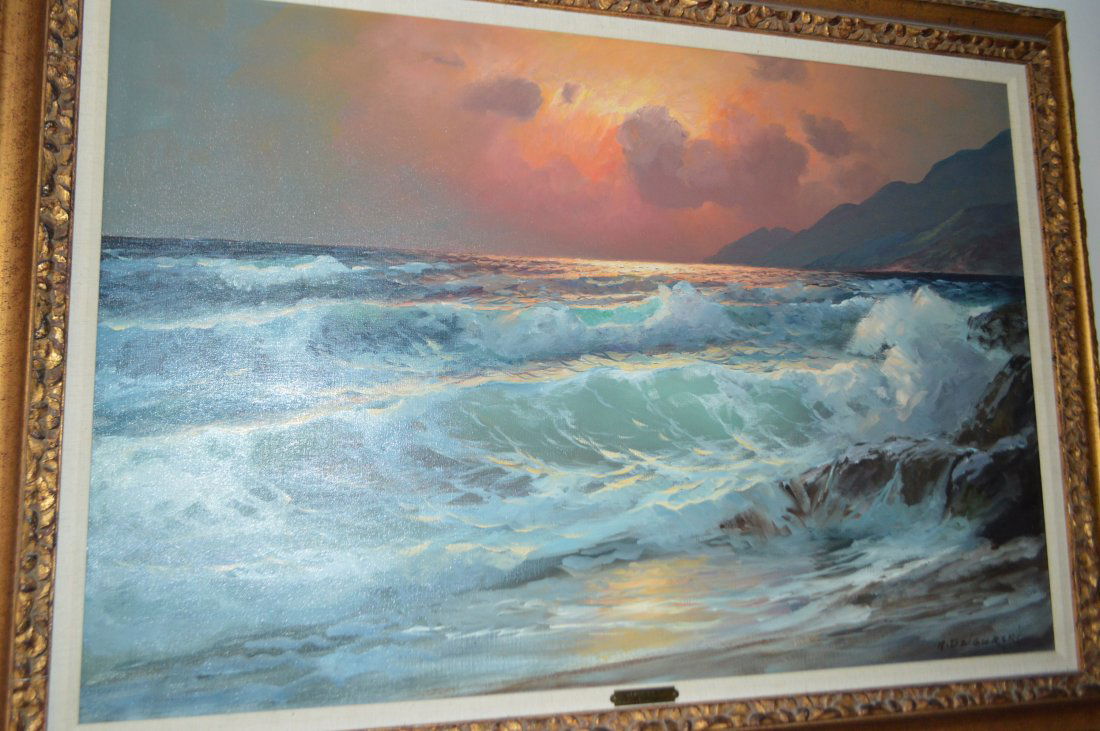 Alexander Dzigurski (1911-1995) Oil on Canvas: Alexander Dzigurski Oil on Canvas "Majesty of the Sea", signed lower right, 35.5" X 23".