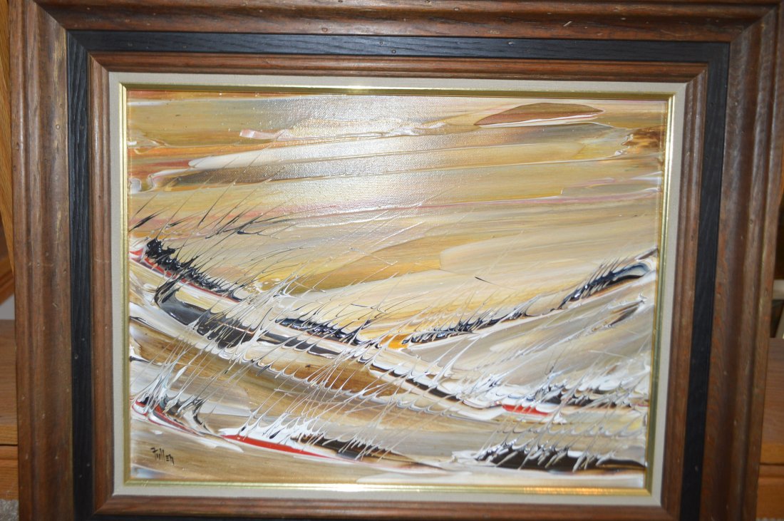 Ted R. Fuller (1924-1972) Oil on Canvas: Ted R. Fuller Oil on Canvas, "Summer Breeze, Indiana Dunes", 17" X 21" framed.