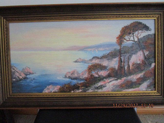 Marko(Mavrovich) Oil on Canvas: Marko born 1960, original oil on canvas, California Shore Scene, Signed in the Lower Right, Framed 15.7" x 28" w.
