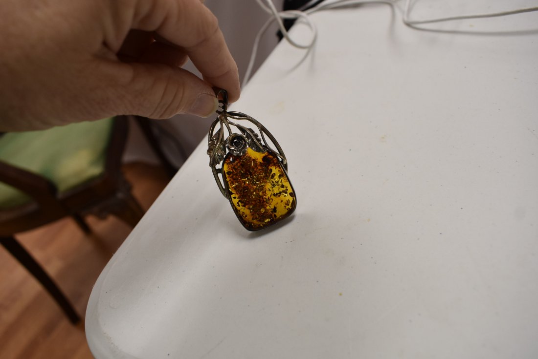 Amber and Sterling Silver Large Pendant (1 of 1)