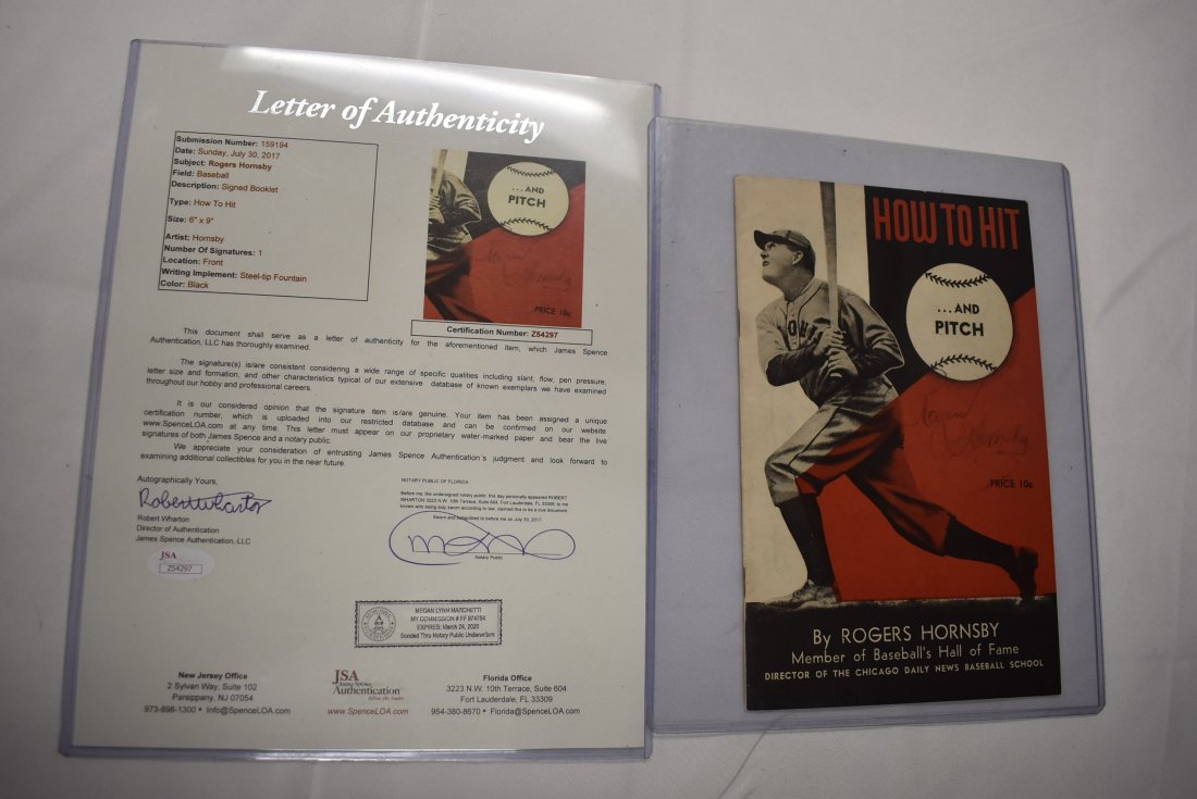 Roger Hornsby Autographed Booklet COA (1 of 3)